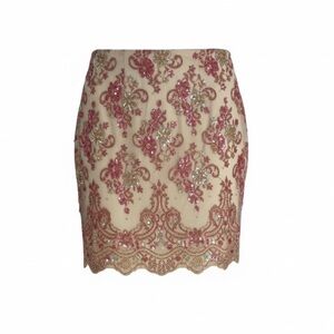 Holiday party ready Jovani Pink and Gold sequins mini Skirt size 8